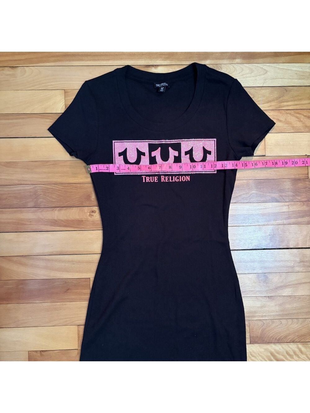 NWOT True Religion Ribbed Crystal Horseshoe Black Dress - Size Medium ✨ - Picture 3 of 8